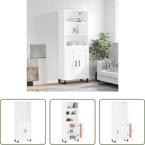 Mueble de almacenamiento -  Aparador alto madera contrachapada blanco 69,5x34x180 cm