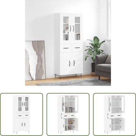 Mueble de almacenamiento -  Aparador alto madera contrachapada blanco 69,5x34x180 cm