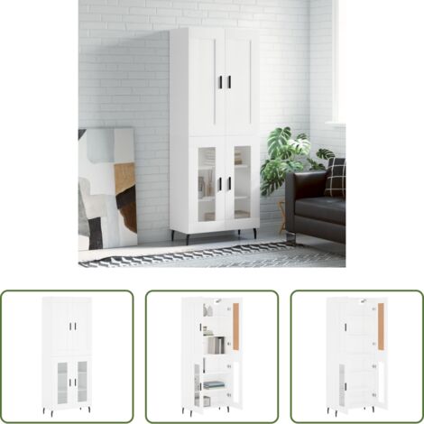 Mueble de almacenamiento -  Aparador alto madera contrachapada blanco 69,5x34x180 cm