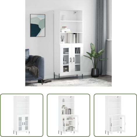 Mueble de almacenamiento -  Aparador alto madera contrachapada blanco 69,5x34x180 cm