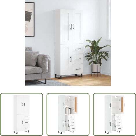 Mueble de almacenamiento -  Aparador alto madera contrachapada blanco 69,5x34x180 cm