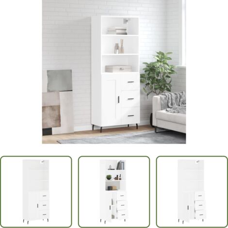 Mueble de almacenamiento -  Aparador alto madera contrachapada blanco 69,5x34x180 cm