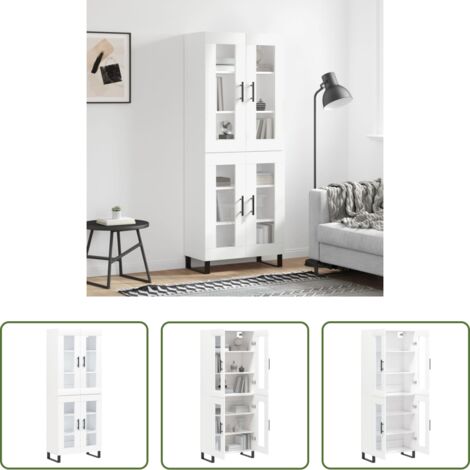 Mueble de almacenamiento -  Aparador alto madera contrachapada blanco 69,5x34x180 cm
