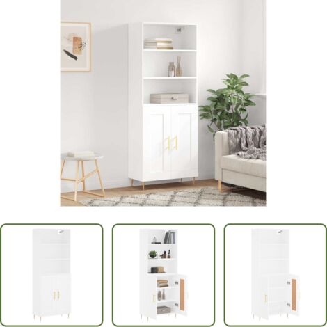 Mueble de almacenamiento -  Aparador alto madera contrachapada blanco 69,5x34x180 cm