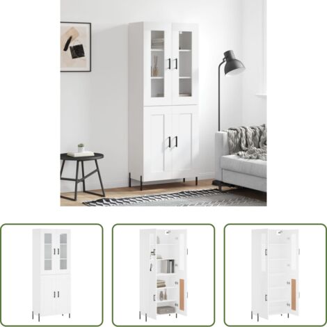 Mueble de almacenamiento -  Aparador alto madera contrachapada blanco 69,5x34x180 cm