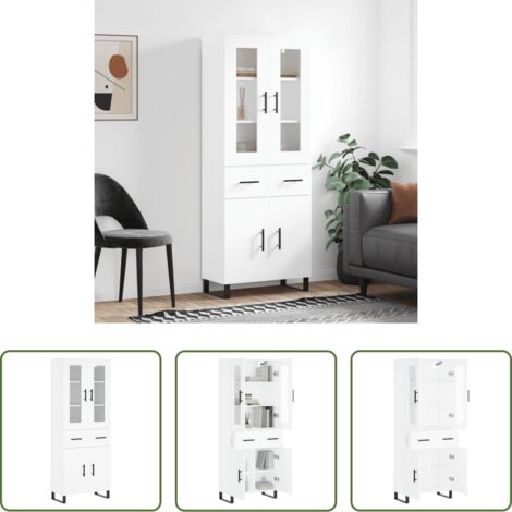 Mueble de almacenamiento -  Aparador alto madera contrachapada blanco 69,5x34x180 cm