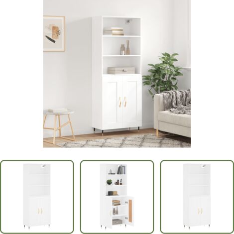 Mueble de almacenamiento -  Aparador alto madera contrachapada blanco 69,5x34x180 cm