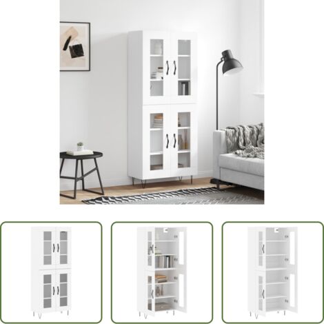 Mueble de almacenamiento -  Aparador alto madera contrachapada blanco 69,5x34x180 cm