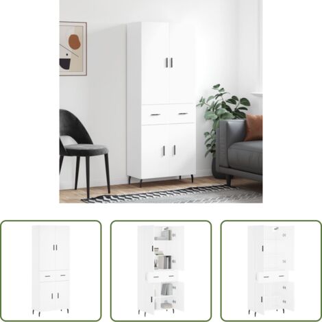 Mueble de almacenamiento -  Aparador alto madera contrachapada blanco 69,5x34x180 cm