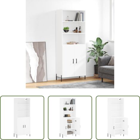 Mueble de almacenamiento -  Aparador alto madera contrachapada blanco 69,5x34x180 cm