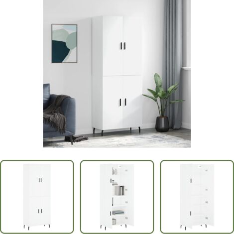 Mueble de almacenamiento -  Aparador alto madera contrachapada blanco 69,5x34x180 cm