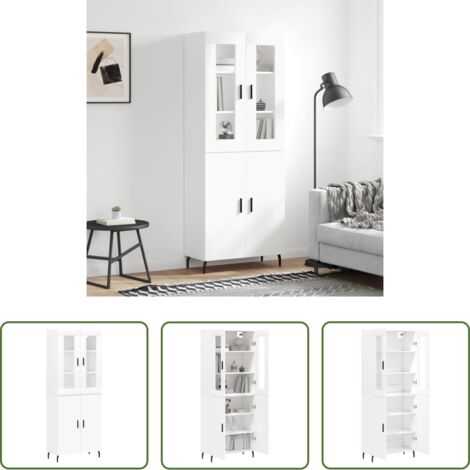Mueble de almacenamiento -  Aparador alto madera contrachapada blanco 69,5x34x180 cm