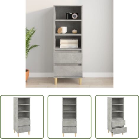 Mueble de almacenamiento -  Aparador alto madera contrachapada gris hormigón 40x36x110 cm