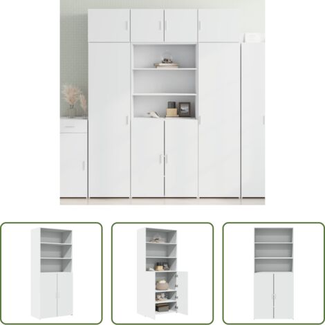 Mueble de almacenamiento -  Aparador alto madera de ingeniería blanco 80x42,5x185 cm