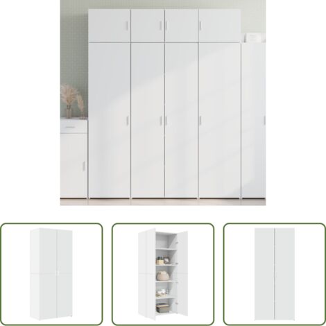 Mueble de almacenamiento -  Aparador alto madera de ingeniería blanco 80x42,5x185 cm
