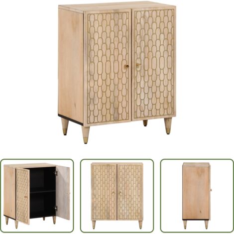 Mueble de almacenamiento -  Armario auxiliar madera maciza de mango 60x33x75 cm
