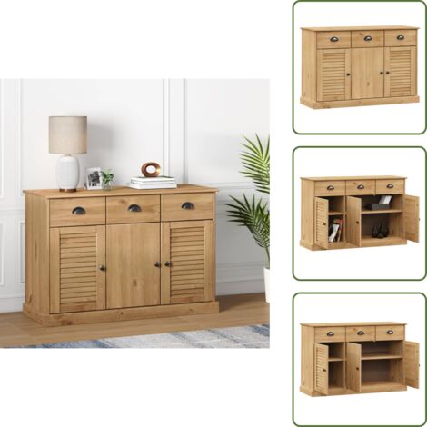 Mueble de almacenamiento compacto - vidaXL Aparador con cajones VIGO madera maciza pino 113x40x75 cm - Aparador de cocina