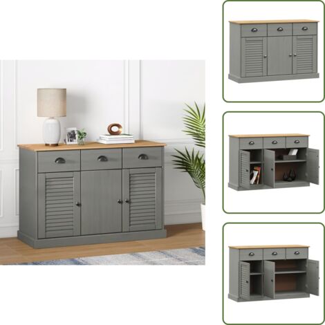 Mueble de almacenamiento compacto - vidaXL Aparador con cajones VIGO madera maciza pino gris 113x40x75 cm - Aparador de cocina