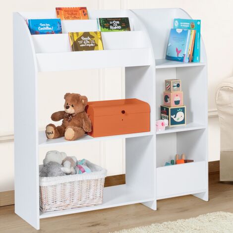 Homcom Mueble Infantil Librería Estantería Para Niños Con 2 Compartimentos  2 Cajones Y 2 Armarios Almacenaje De Libros Juguetes Ropa Para Habitación  Guarder White