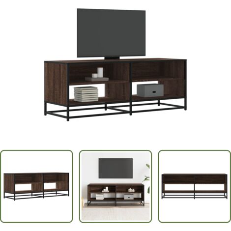 Mueble de almacenamiento -  Mueble TV metal y madera ingeniería marrón roble 120,5x40x46 cm