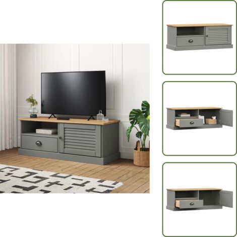 Mueble de almacenamiento - vidaXL Mueble para TV VIGO madera maciza de pino gris 106x40x40 cm - Mueble de salón