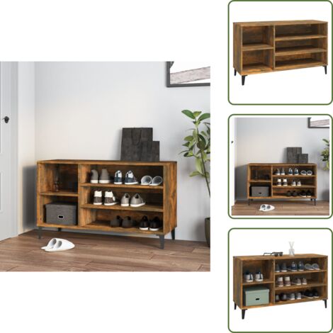Mueble de almacenamiento - vidaXL Mueble zapatero madera contrachapada roble ahumado 102x36x60 cm - Mueble de recibidor
