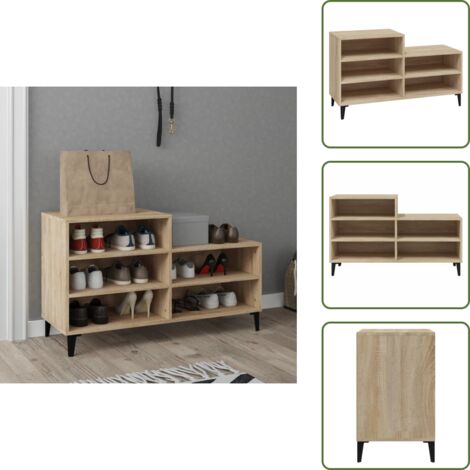 Mueble de almacenamiento - vidaXL Mueble zapatero madera contrachapada roble Sonoma 102x36x60 cm - Estantes para zapatos