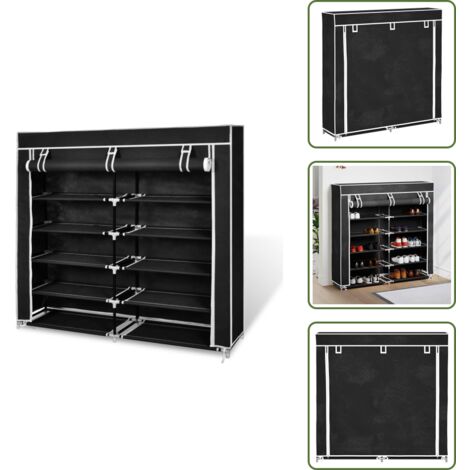Mueble de almacenamiento - vidaXL Zapatero de tela con cubierta negro 115x28x110 cm - Organizador de zapatos