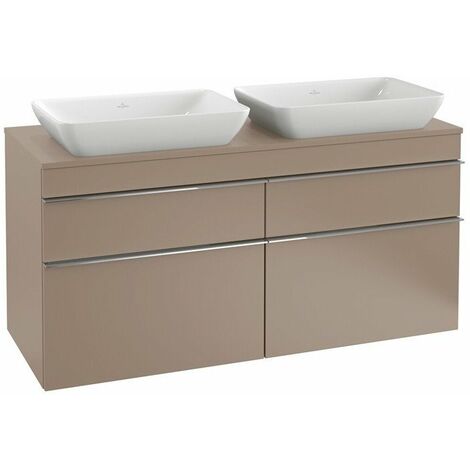 Mueble de baño, 1257 x 606 x 502 mm, modelo suspendido, De madera, para 2 lavabos de roble Santana