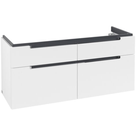 Mueble de baño, 1287 x 590 x 449 mm, modelo suspendido, en madera blanca mate