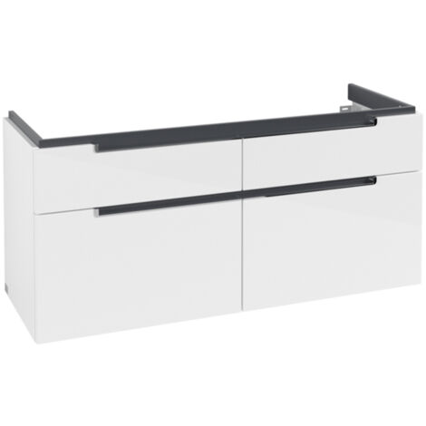 Mueble de baño, 1287 x 590 x 449 mm, modelo suspendido, en madera Blanco brillante