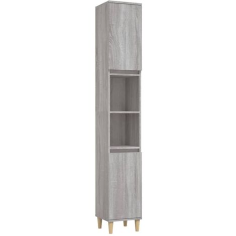 Mueble de baño 30 x 30 x 190 cm madera contrachapada gris 020006539