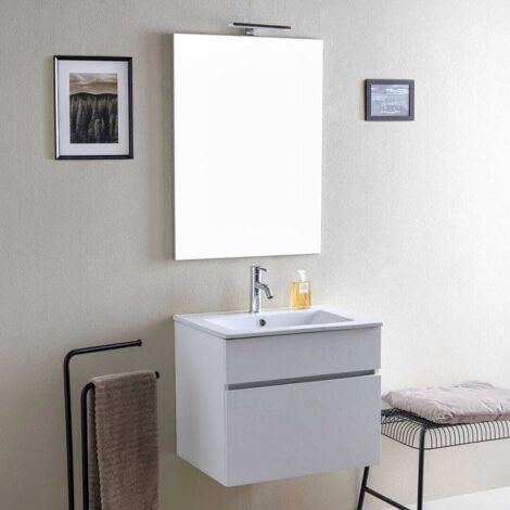 Mueble De Baño 60 Cm Blanco Efecto Madera Sole
