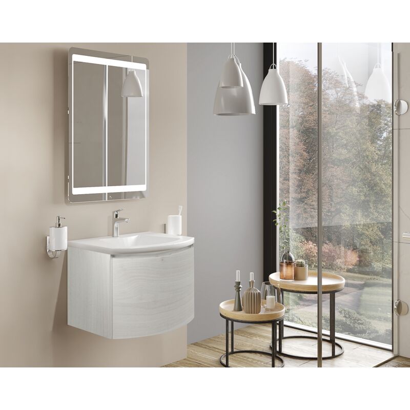 

Caesaroo - Mueble de baño 60 cm Venere color Madera Nórdica con lavabo de cerámica y espejo | 60 cm - Standard