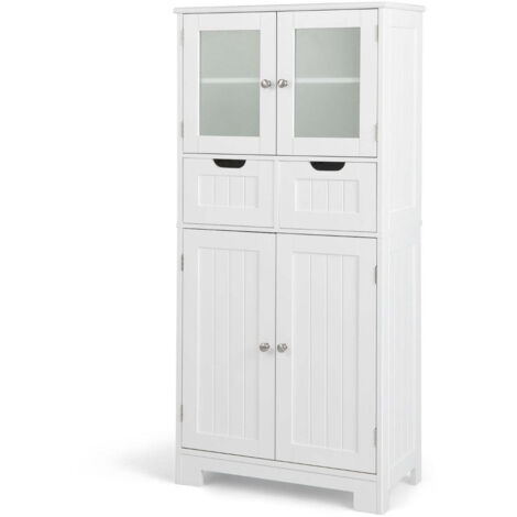Mueble de baño 60 x 30 x 128 cm moderno y espacioso mueble de almacenaje en MDF blanco 200012764