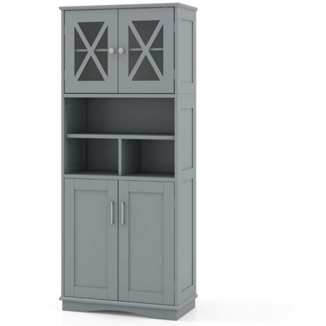 Mueble de baño 60 x 30 x 145 cm con 3 estantes regulables moderno y estable fabricado en MDF gris 200010276