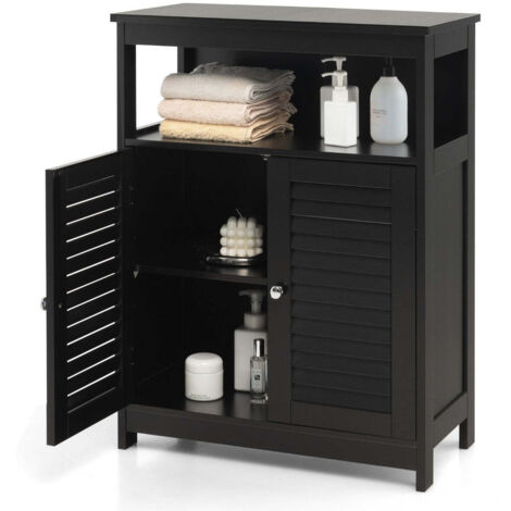 Mueble de baño 60 x 30,5 x 80 cm con balda interior regulable estilo moderno MDF negro 200019120