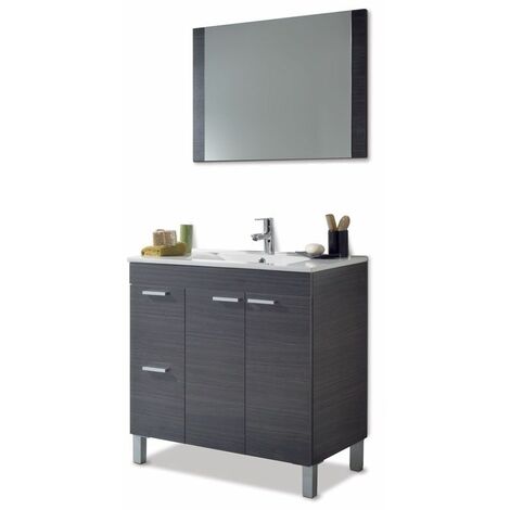 Mueble de baño con espejo y lavamanos (opcional) gris ceniza