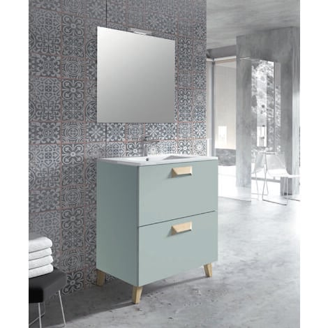 INVE MUEBLE DE BAÑO ALBERTA CON PATAS 80 2C AGUA MARINA Y LAVABO ONIX