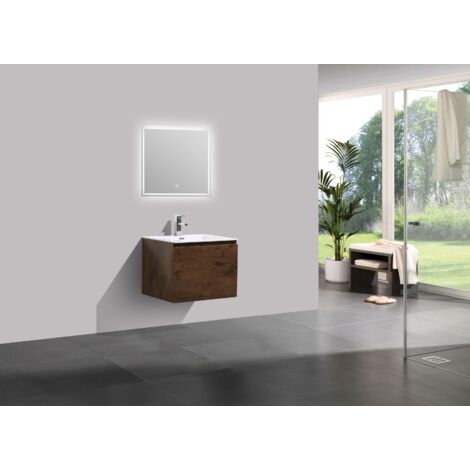 Mueble de baño Alice 600 con aspecto de madera oscura - Espejo opcional