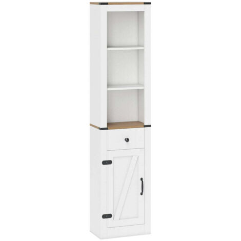 Mueble de baño alto 40 x 24 x 173 cm espacio de almacenamiento organizado diseño rústico MDF blanco 200015992