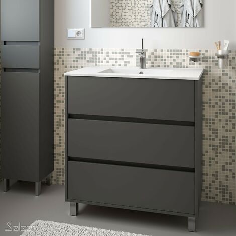Mueble de baño Arenys gris mate + lavabo