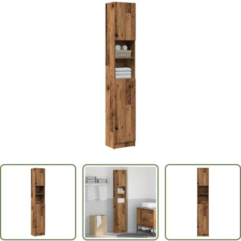 Mueble de baño -  Armario de baño madera de ingeniería madera vieja 32x25,5x190cm