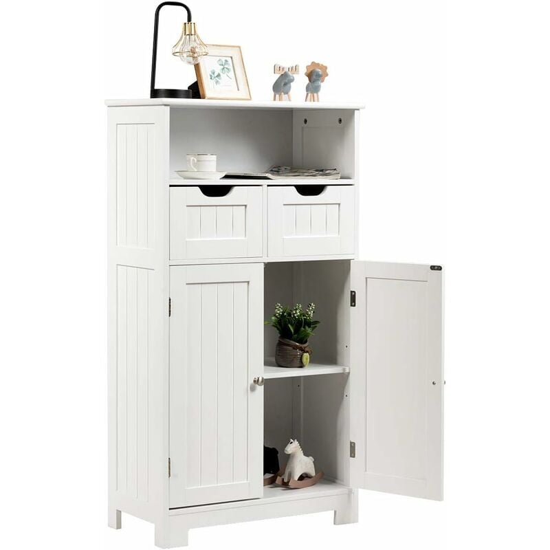 

Mueble de Baño Armario de Suelo Auxiliar Aparador de Almacenaje con Estantes, Puerta y Cajones - Costway