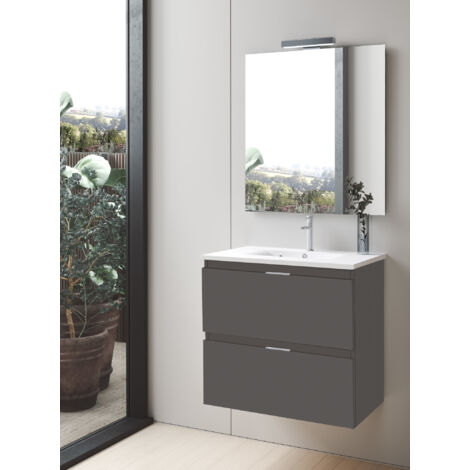 INVE MUEBLE DE BAÑO ATENAS 60 SUSPENDIDO 2C LACADO GRIS CON LAVABO ONIX