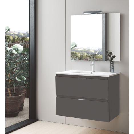 INVE MUEBLE DE BAÑO ATENAS 80 SUSPENDIDO 2C LACADO GRIS CON LAVABO ONIX
