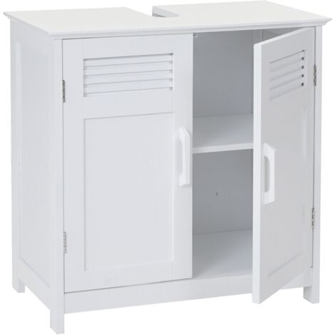 Mueble de baño bajo lavabo con puertas y estante 60x60x30cm blanco 040001488