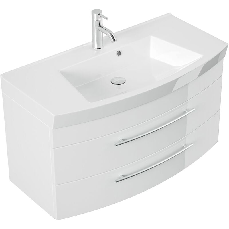 

Mueble de baño Bella 100 con panel frontal redondeado Blanco brillante