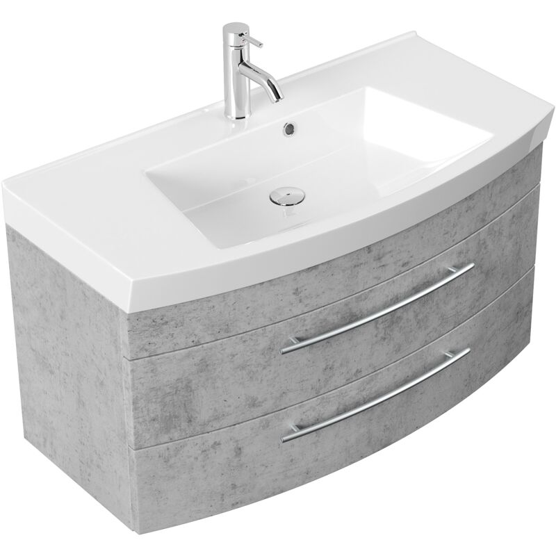 

Mueble de baño Bella 100 con panel frontal redondeado Gris hormigón