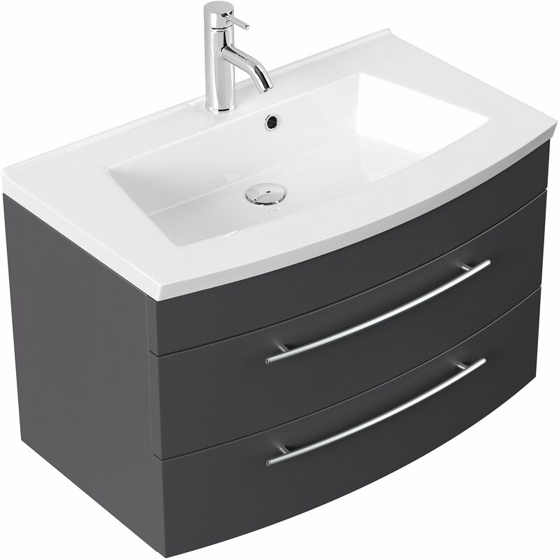 

Mueble de baño Bella 80 con panel frontal redondeado Antracita satinado